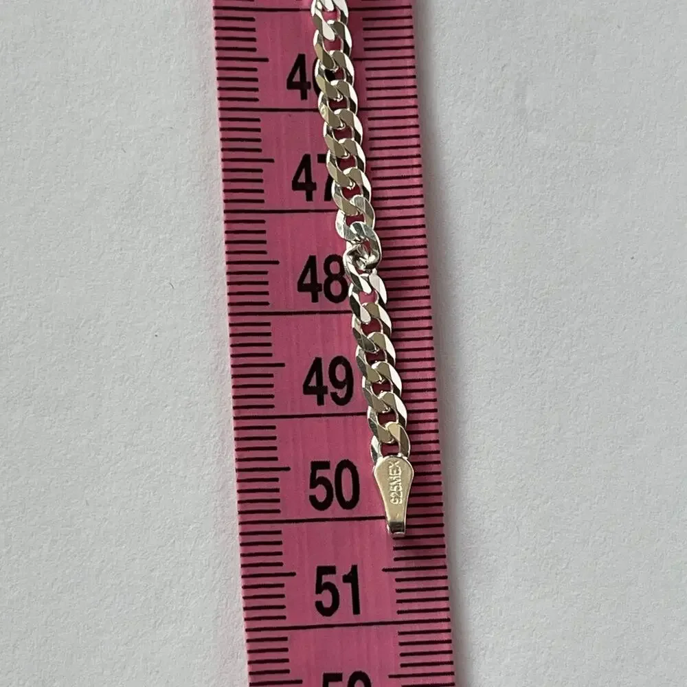 925 Sterling Silver Mexico Curb Chain Necklace 20” 4mm Wide 12.39g GA01